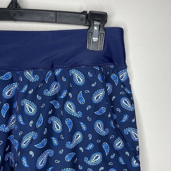 LANDS END Swim Short Womens 2 Navy Paisley Print NEW 5" Comfort Waist Pockets - Picture 2 of 7